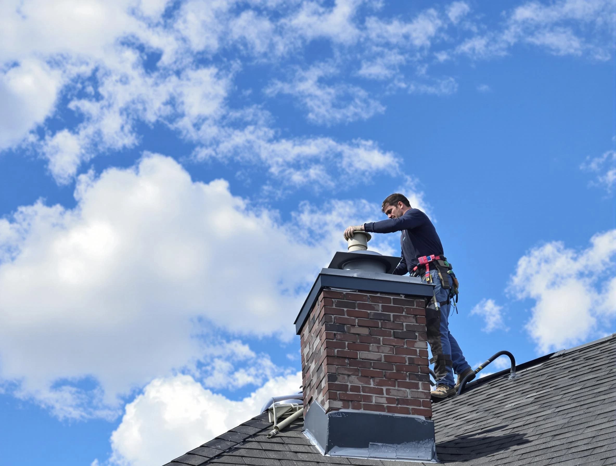 Bellwood Chimney Sweep installing a sturdy chimney cap in Bellwood, VA
