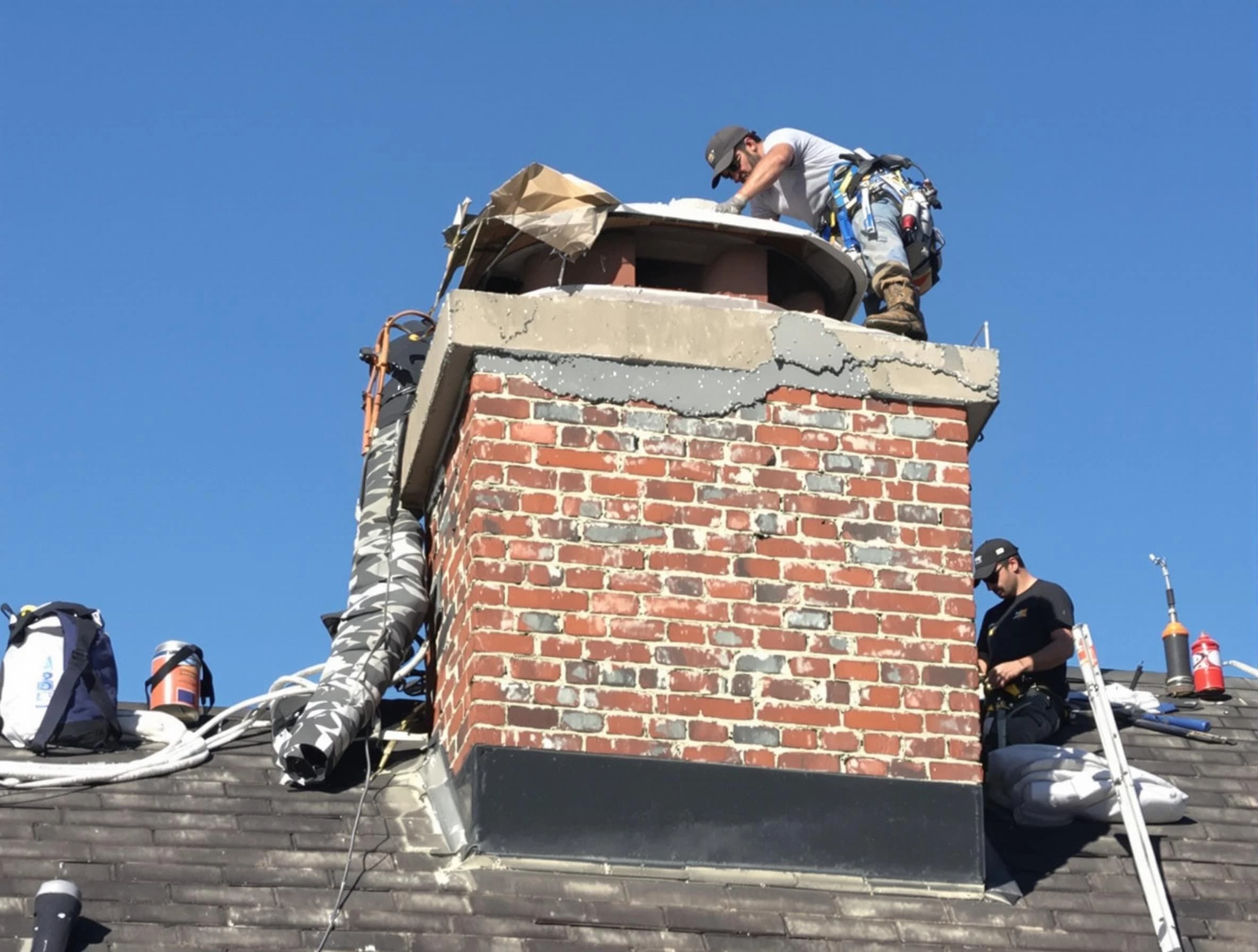 Bellwood Chimney Sweep installing a custom chimney crown in Bellwood, VA