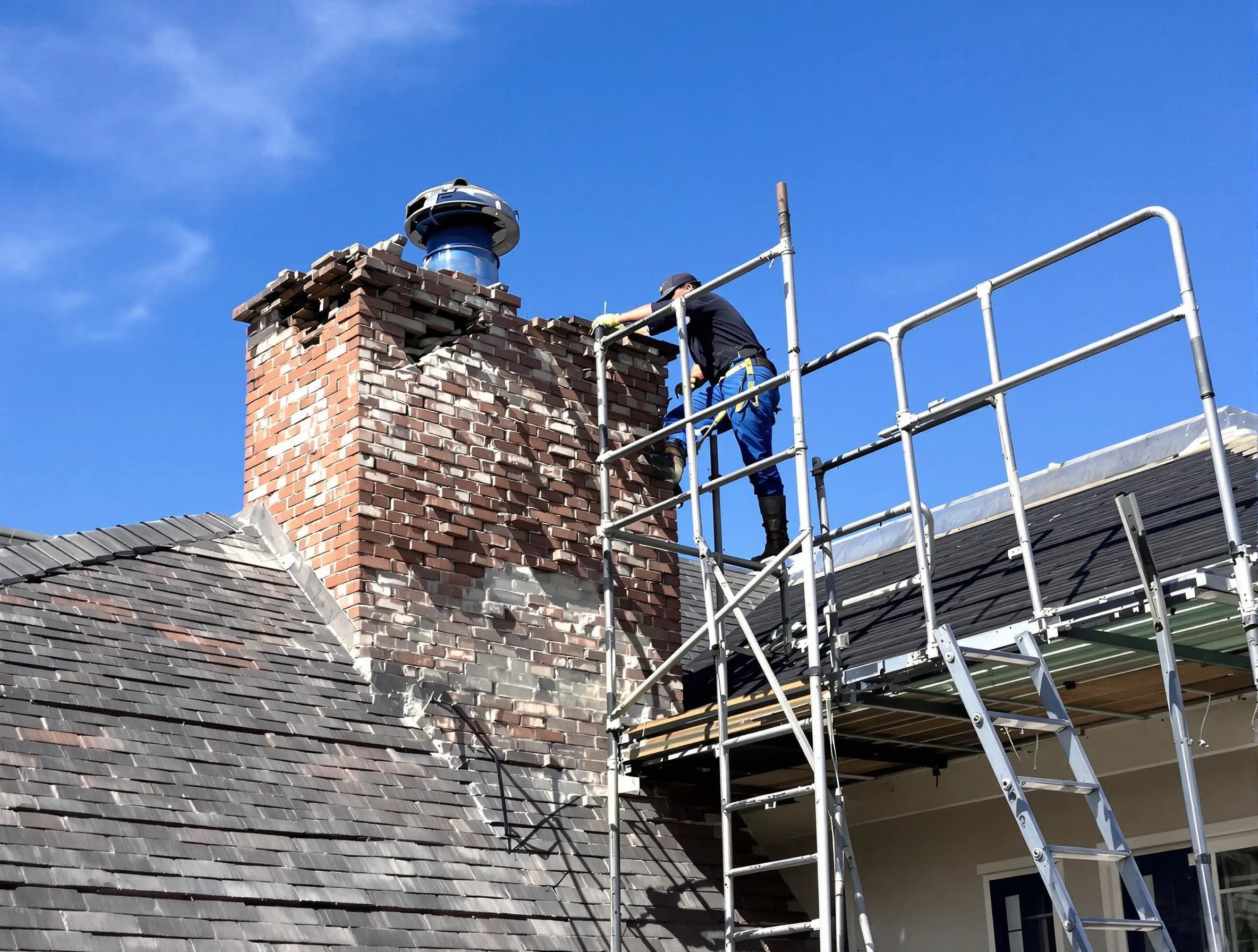 Rebuilding a chimney structure by Bellwood Chimney Sweep in Bellwood, VA