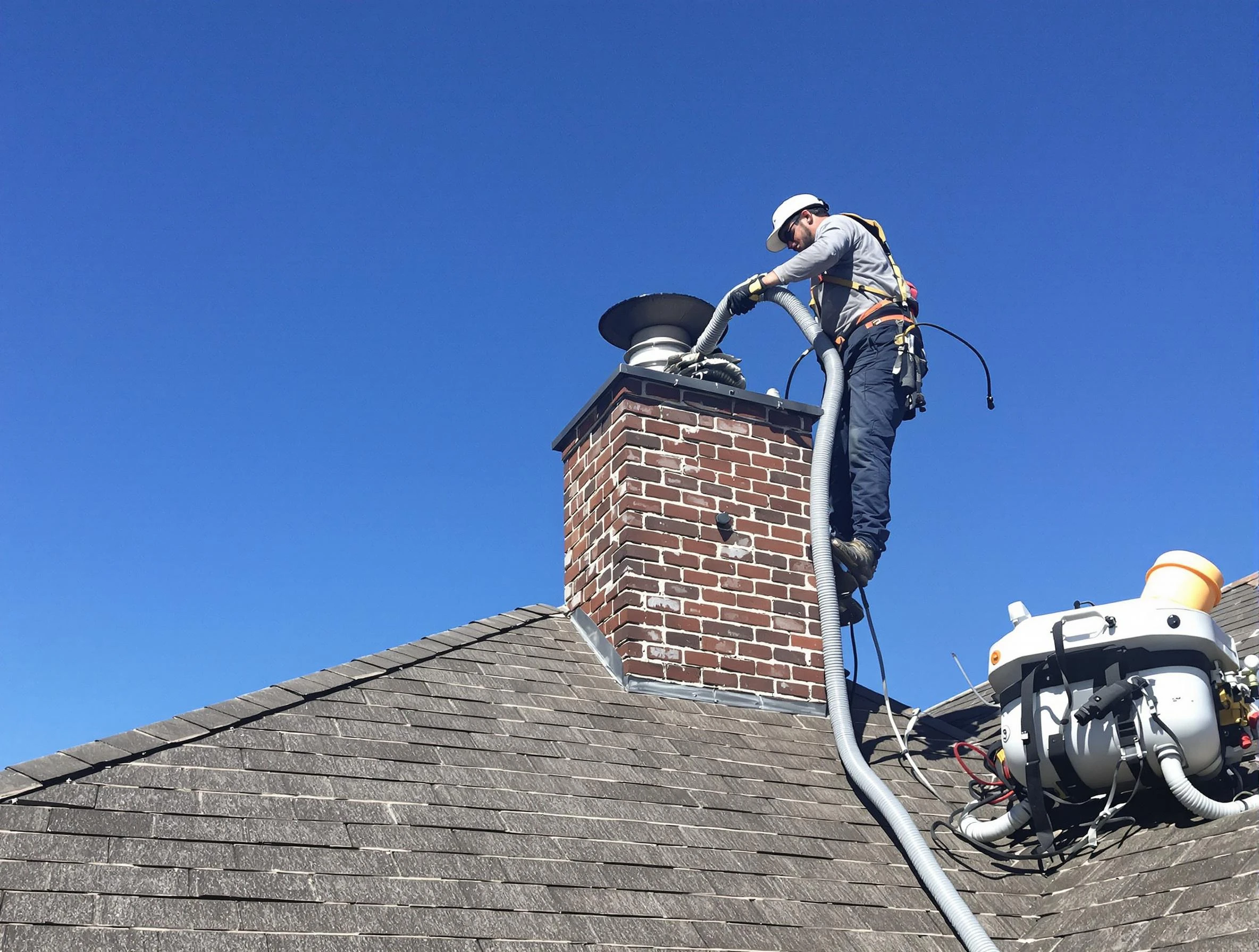 Dedicated Bellwood Chimney Sweep team member cleaning a chimney in Bellwood, VA