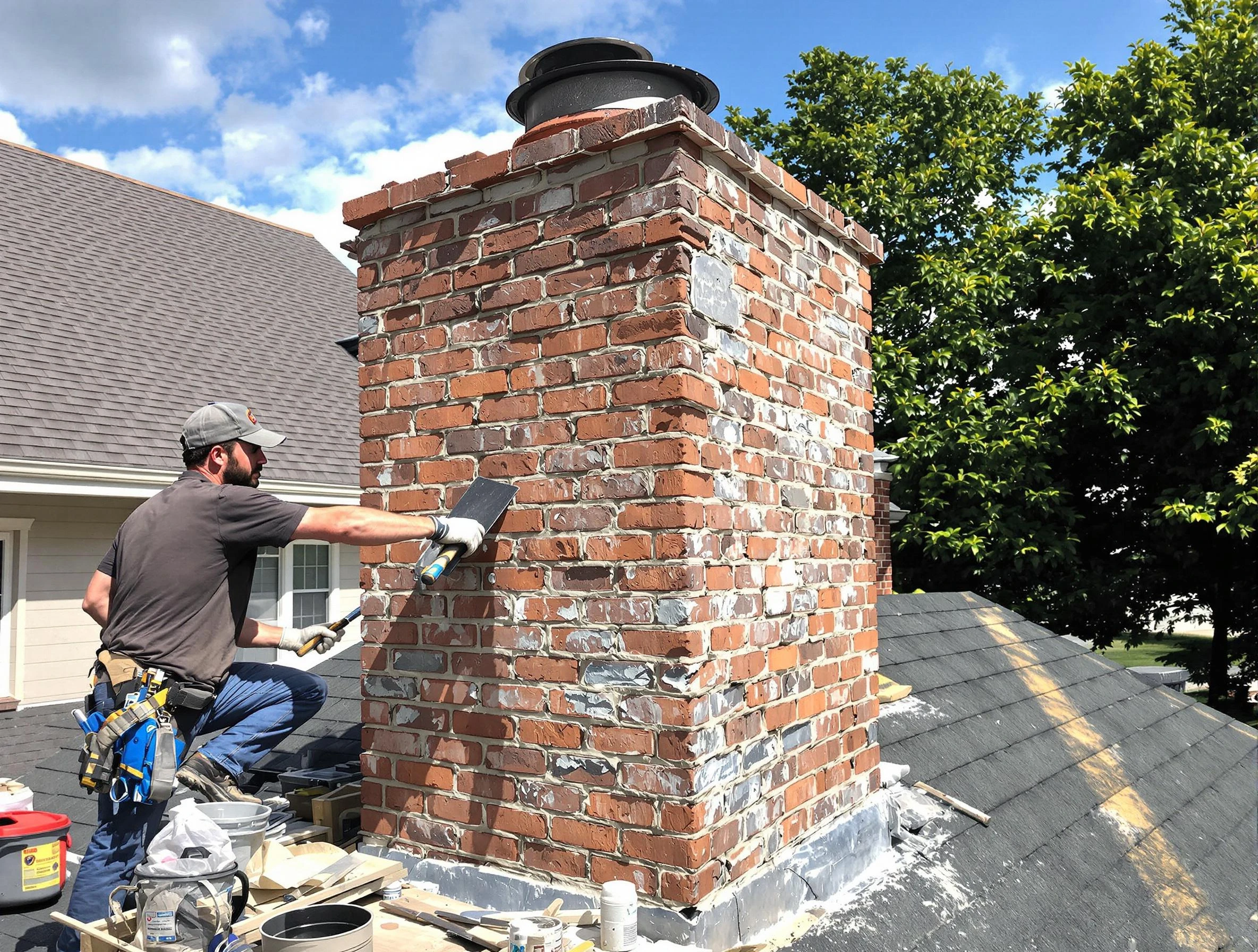 Completed chimney rebuild by Bellwood Chimney Sweep in Bellwood, VA